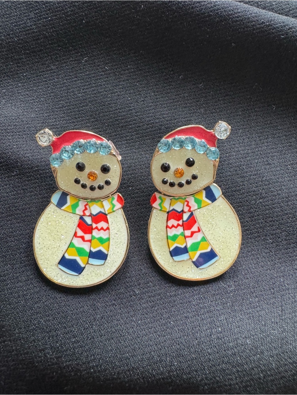 Festive Snowman Enamel Earrings
